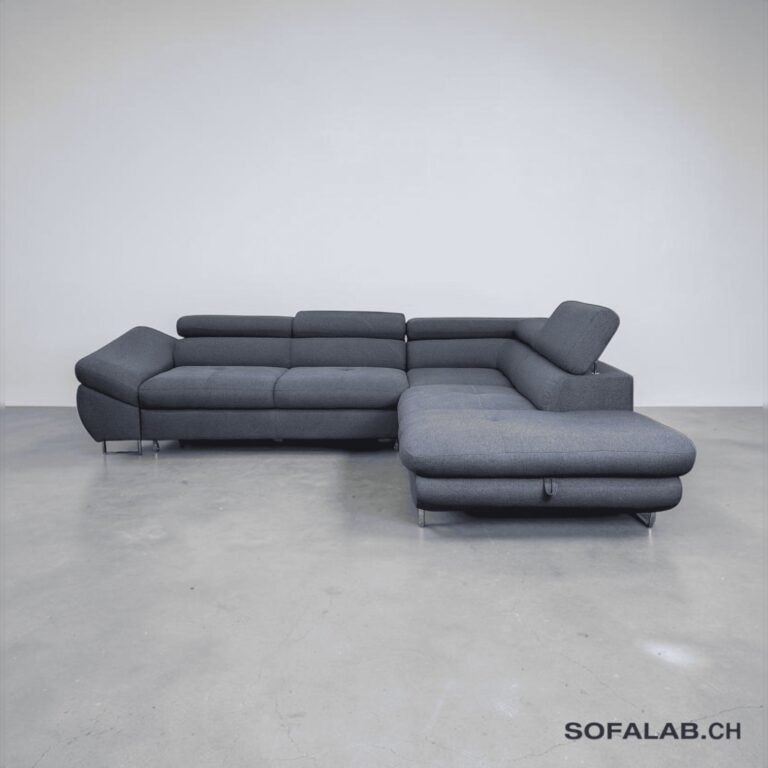 Graues Ecksofa mit Schlaffunktion und Stauraum – Occasion Sofa kaufen bei SofaLab