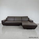 Ponsels Corner Sofa Chocolate brown made from real nubu leather from Germany – buy Occasion Sofa at SofaLab