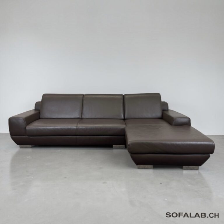 Ponsel Ecksofa Schokoladenbraun aus echtem Nubukleder von Germany – Occasion Sofa kaufen bei SofaLab