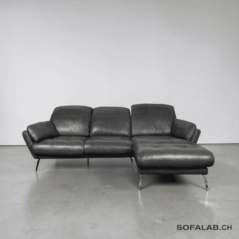 W. Schillig Ecksofa, weiches Nappaleder, dunkelolivgrün – Occasion Sofa kaufen bei SofaLab