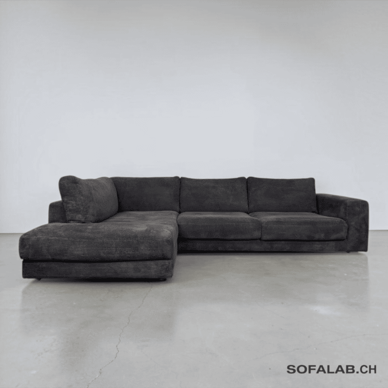 Pfister-Ecksofa, dunkelgrauer Cord, inklusive aller Kissen – Occasion Sofa kaufen bei SofaLab
