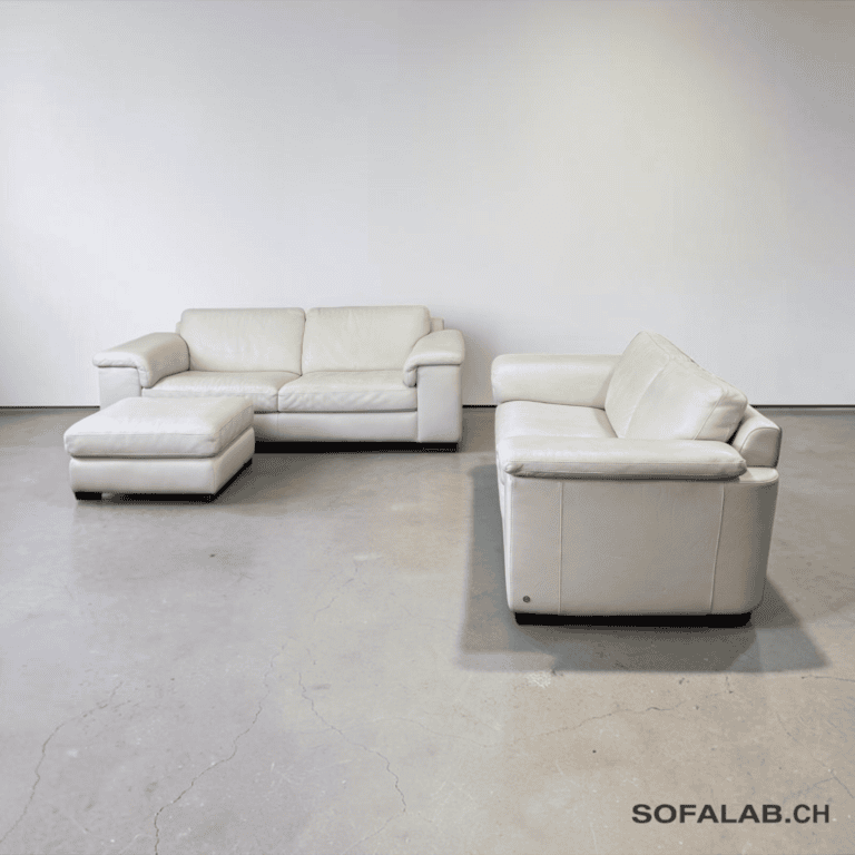 Natuzzi Brivido Sofagarnitur, echtes Nappaleder, Creme – Occasion Sofa kaufen bei SofaLab