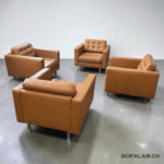Morabo chair set, real leather, Cognac – Occasion sofa buy at SofaLab