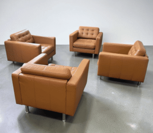 Morabo chair set, real leather, Cognac – Occasion sofa buy at SofaLab