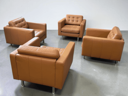 Morabo chair set, real leather, Cognac – Occasion sofa buy at SofaLab