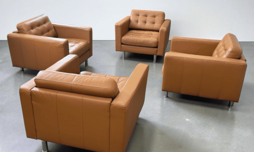 Morabo chair set, real leather, Cognac – Occasion sofa buy at SofaLab