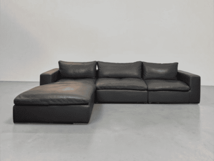 FLY Modular Corner Sofa, dark gray nubu leather – Occasion sofa buy at SofaLab