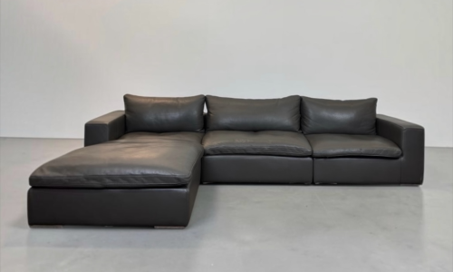 FLY Modular Corner Sofa, dark gray nubu leather – Occasion sofa buy at SofaLab