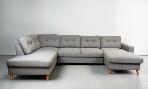U-shaped sofa classic gray with sleep function and storage space – buy Occasion sofa at SofaLab