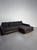 Schwarzes Ecksofa mit Schlaffunktion und Stauraum – Bild 2