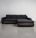 Schwarzes Ecksofa mit Schlaffunktion und Stauraum – Bild 11