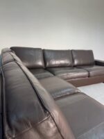Ecksofa aus echtem Stierleder, Tabakbraun – Bild 12