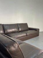 Ecksofa aus echtem Stierleder, Tabakbraun – Bild 11