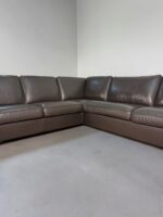 Ecksofa aus echtem Stierleder, Tabakbraun – Bild 7