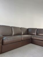Ecksofa aus echtem Stierleder, Tabakbraun – Bild 5