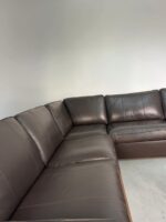 Ecksofa aus echtem Stierleder, Tabakbraun – Bild 4