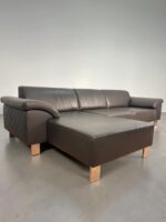 Ecksofa aus echtem Rindsleder, tabakbraun – Bild 2