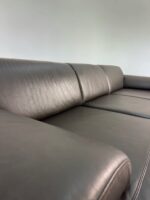 Ecksofa aus echtem Rindsleder, tabakbraun – Bild 3