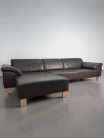 Ecksofa aus echtem Rindsleder, tabakbraun – Bild 8