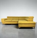 Yellow mustard Corner Sofa Made of fabric with sleeping function and storage space – picture 6