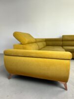 Yellow mustard Corner Sofa Made of fabric with sleeping function and storage space – picture 5