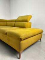 Yellow mustard Corner Sofa Made of fabric with sleeping function and storage space – picture 2