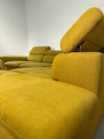 Yellow mustard Corner Sofa Made of fabric with sleeping function and storage space – picture 3