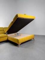 Yellow mustard Corner Sofa Made of fabric with sleeping function and storage space – picture 8