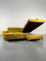 Yellow mustard Corner Sofa Made of fabric with sleeping function and storage space – picture 7