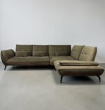 Corner Sofa Of olive-green velvet with adjustable backrests – picture 4