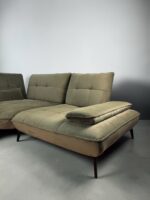 Corner Sofa Of olive-green velvet with adjustable backrests – picture 3
