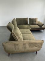 Corner Sofa Of olive-green velvet with adjustable backrests – Picture 8