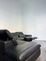 Ecksofa aus echtem Rindsleder, schwarz – Bild 2