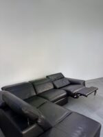 Ecksofa aus echtem Rindsleder, schwarz – Bild 3