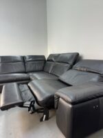 Ecksofa aus echtem Rindsleder, schwarz – Bild 4
