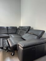 Ecksofa aus echtem Rindsleder, schwarz – Bild 5