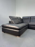 Ecksofa aus echtem Rindsleder, schwarz – Bild 7