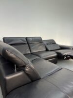 Ecksofa aus echtem Rindsleder, schwarz – Bild 8