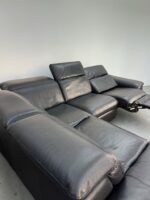 Ecksofa aus echtem Rindsleder, schwarz – Bild 9