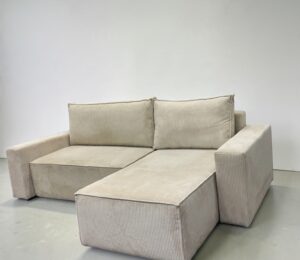 Corner Sofa Lightbeige Cordstoff with sleep function – Buy Occasion Sofa at SofaLab