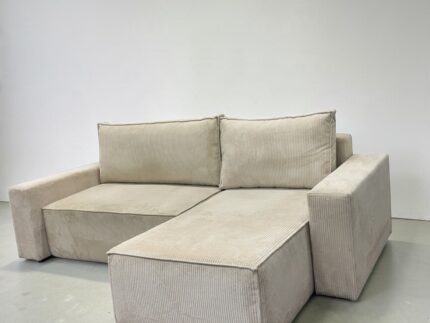 Corner Sofa Lightbeige Cordstoff with sleep function – Buy Occasion Sofa at SofaLab