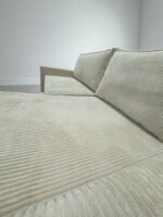 Ecksofa Hellbeige Cordstoff mit Schlaffunktion – Bild 7