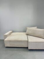 Ecksofa Hellbeige Cordstoff mit Schlaffunktion – Bild 6