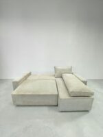 Ecksofa Hellbeige Cordstoff mit Schlaffunktion – Bild 10