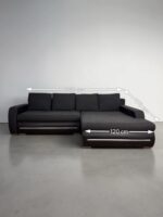 Schwarzes Ecksofa mit Schlaffunktion und Stauraum – Bild 10