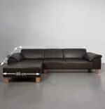 Ecksofa aus echtem Rindsleder, tabakbraun – Bild 12