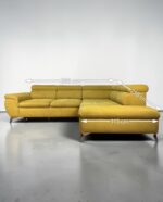 Yellow mustard Corner Sofa Made of fabric with sleeping function and storage space – picture 10