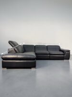 Ecksofa aus echtem Rindsleder, schwarz – Bild 12