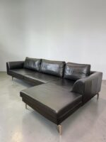 Ecksofa aus echtem Nubukleder, schwarz - Image 6