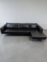 Ecksofa aus echtem Nubukleder, schwarz - Image 4
